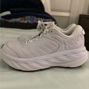 Hoka White Leather Bondi Shoes